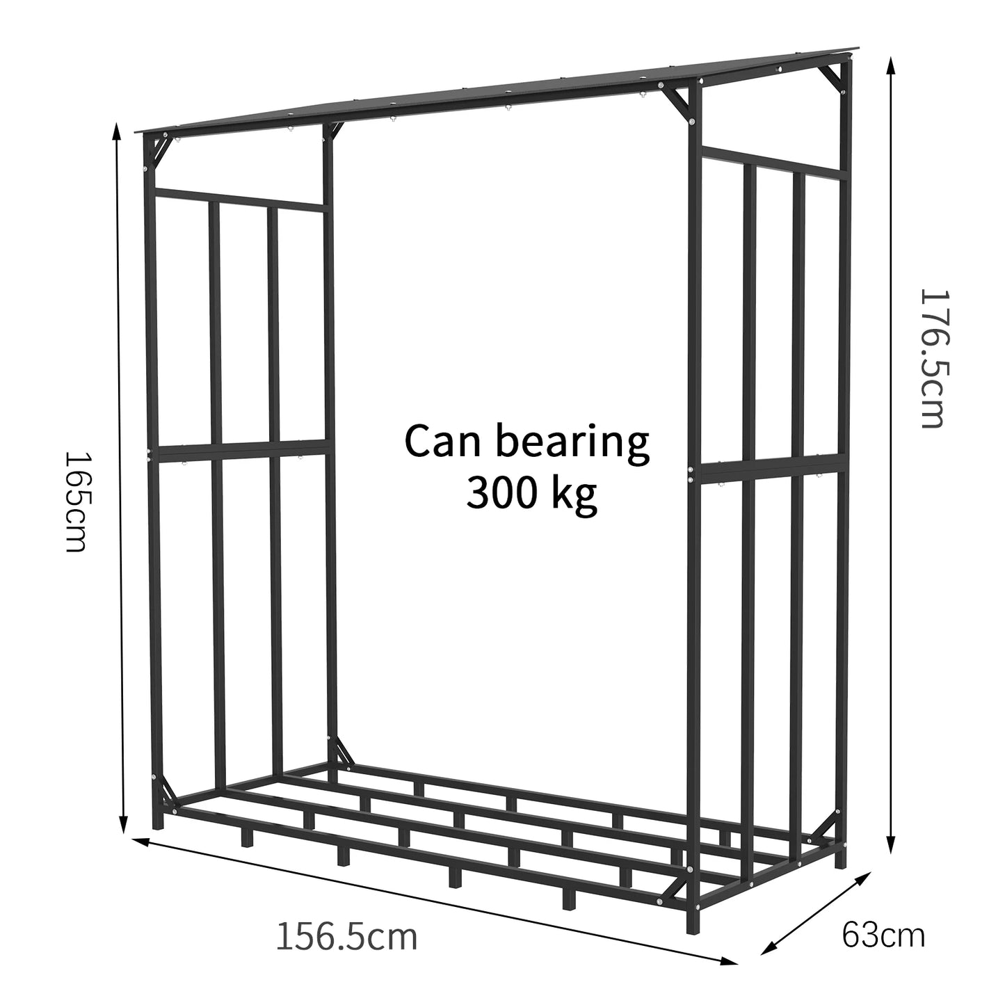 Heavy Duty Outdoor Firewood Log Rack With Top Cover