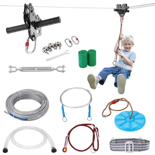 Backyard Outdoor Zip Line Kit Stainless Steel Harness
