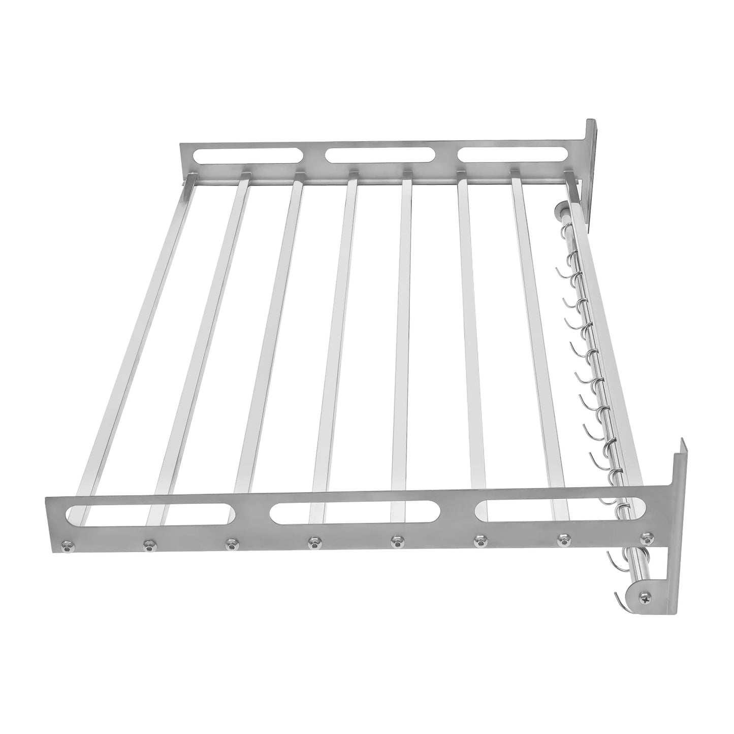 201 Stainless Steel Wall Shelf With Hooks Kitchen Rack