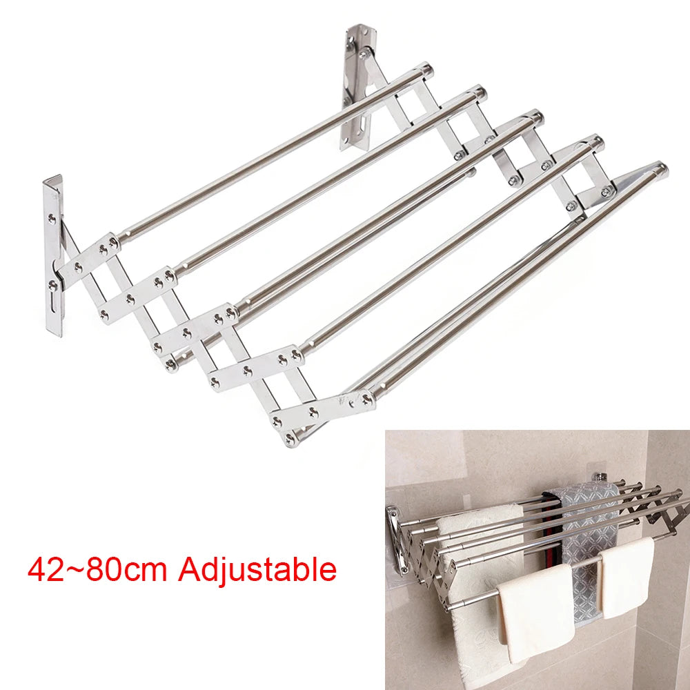 Retractable Clothes Hanger Rack Adjustable Wall Mounted