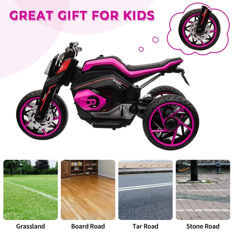Electronic 12V Three Wheel Ride On Motorcycle For Kids