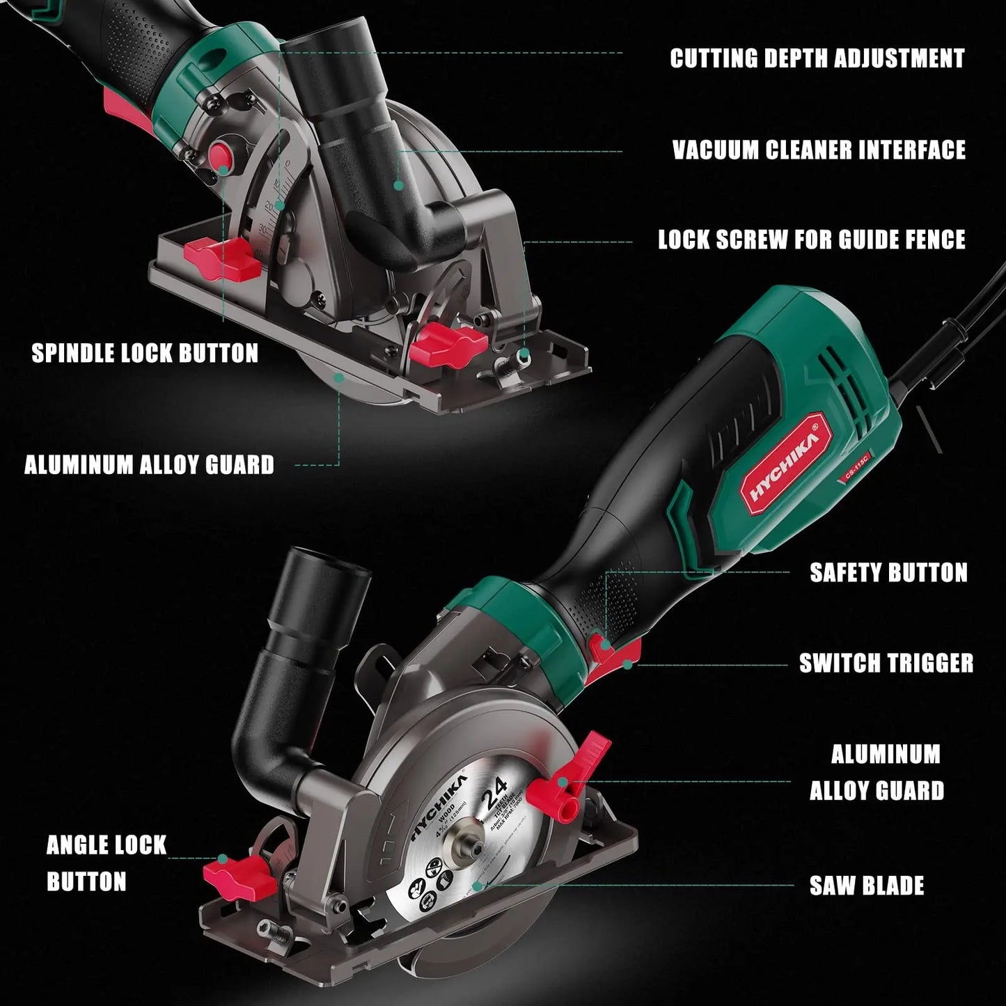 HYCHIKA 750W Circular Saw With Dust Collection Function