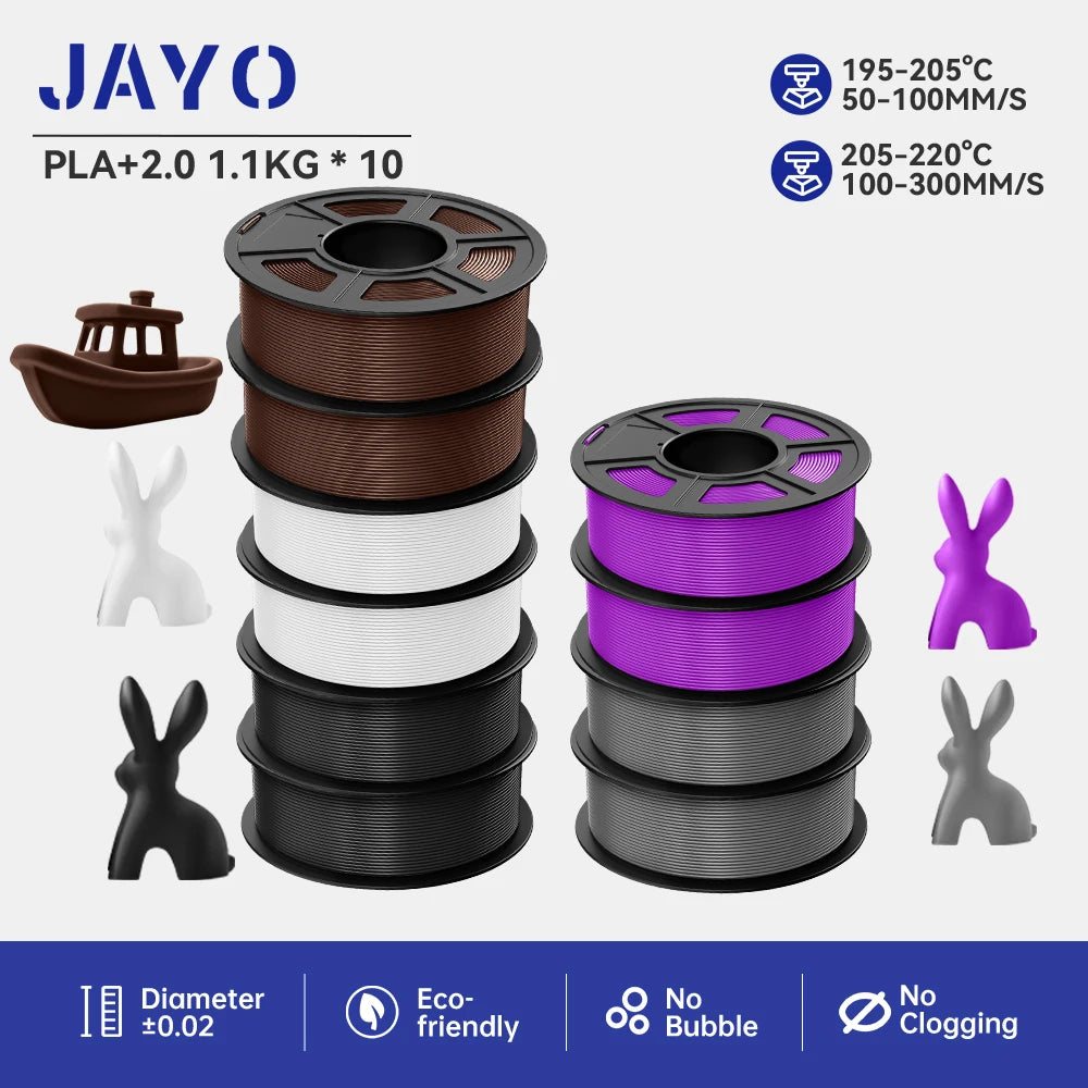JAYO PLA Plus Filament 10 Rolls High Speed Matte 3D