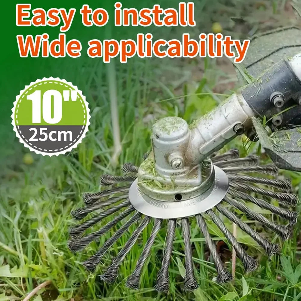 10 Inch Wire Brush Trimmer Head for Weed Removal and Rust