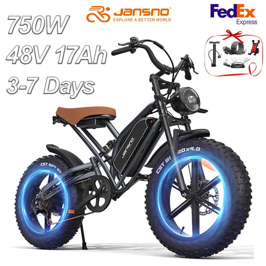 JANSNO X50 Fat Tire Electric Mountain Bike 48V 17Ah