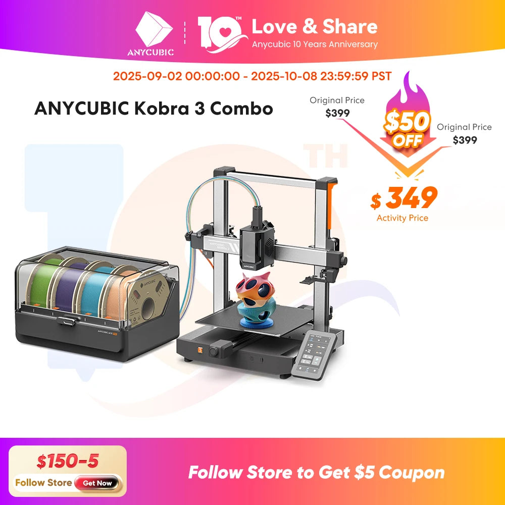 Anycubic Kobra 3 Combo AE Version FDM High Speed 3D Printer