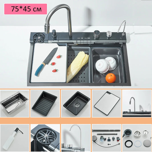 Quyanre Stainless Kitchen Sink Faucet Set Soap Dispenser