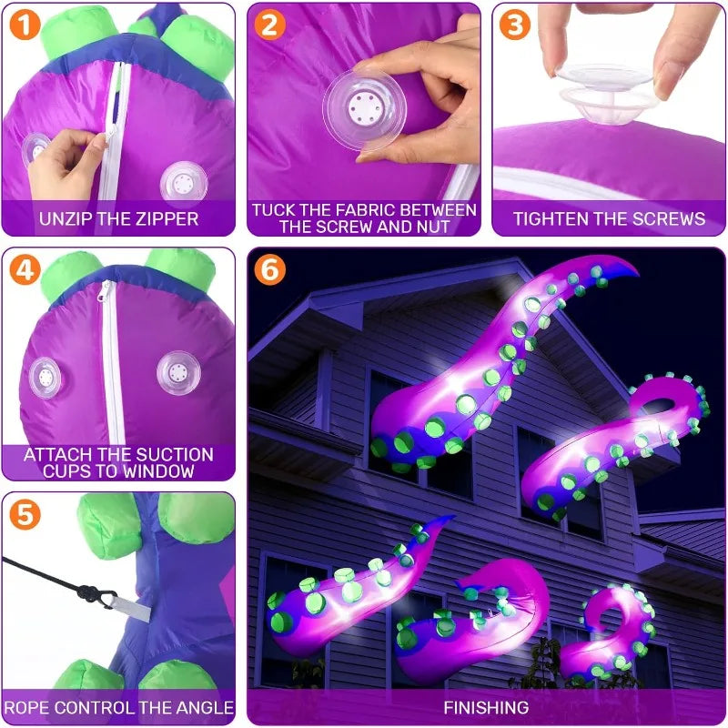 Hign-concerned Halloween Inflatable Lighted Octopus Tentacle