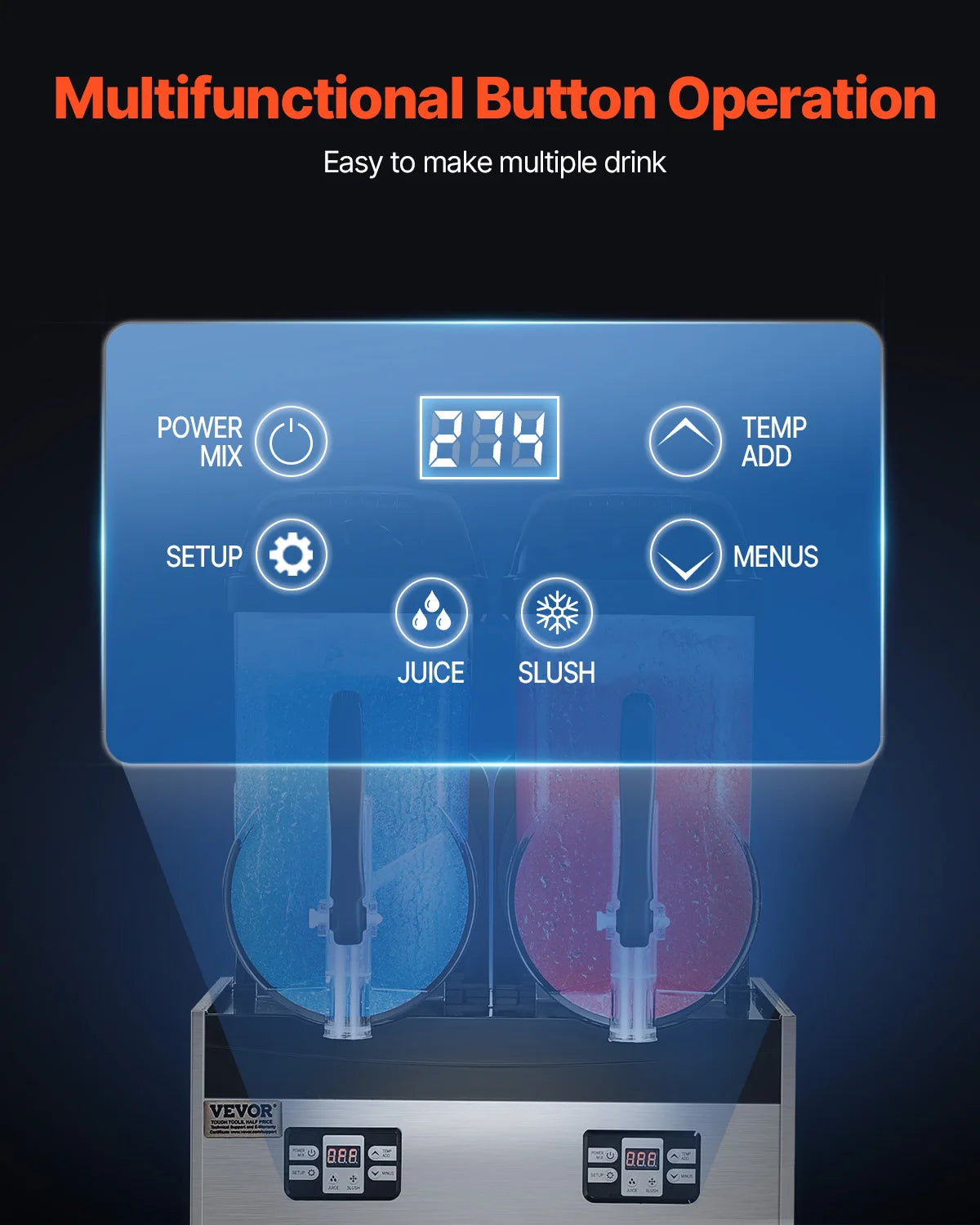 VEVOR Slushy Machine Commercial Stainless Steel Margarita