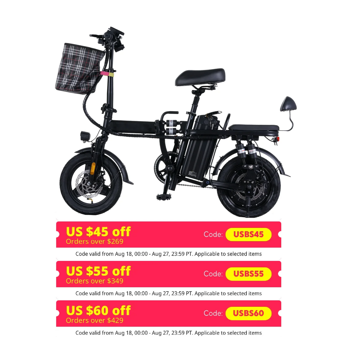 GleeRide A9 Mini Folding Electric Bike 500W 48V Battery