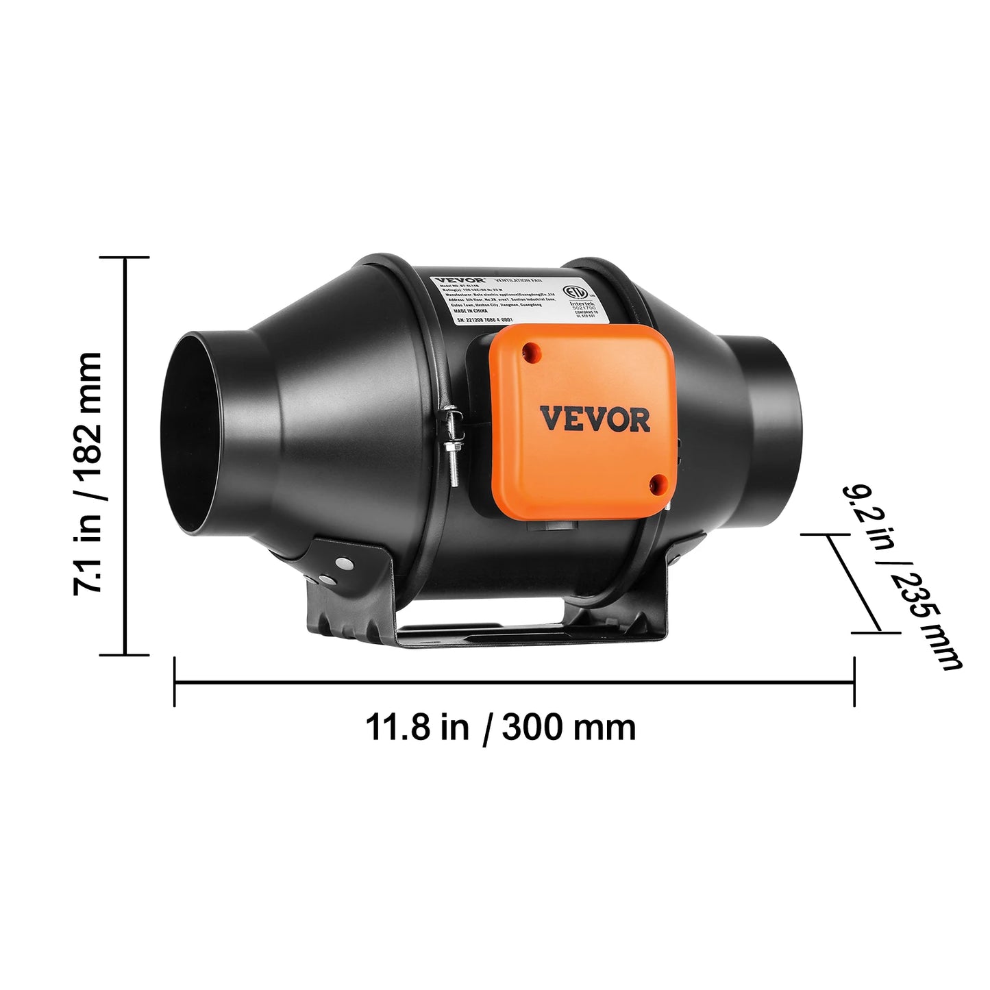 VEVOR Inline Duct Fan EC Motor With Humidity Controller