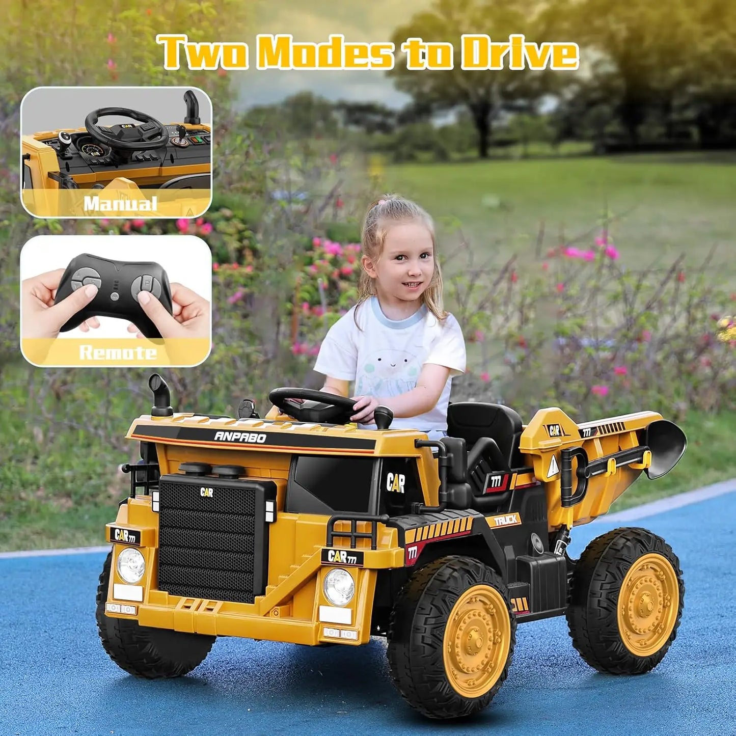 SHXI Ride On Dump Truck 12V With Remote Control And Dump Bed