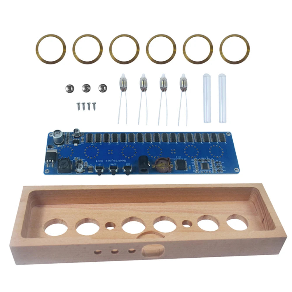 APWIKOGER IN14 Glow Tube Clock Kit Nixie Beech Wood Shell