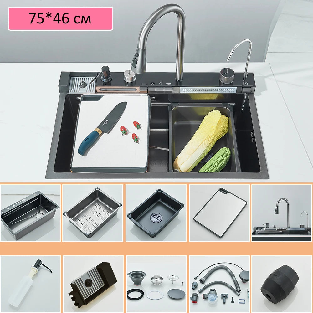 Quyanre Stainless Kitchen Sink Faucet Set Soap Dispenser