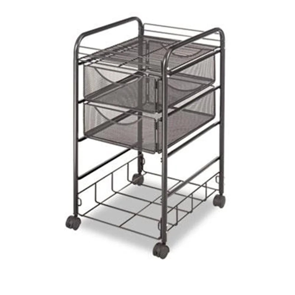 Onyx Double Mesh Mobile File Cart With 4 Steel Drawers