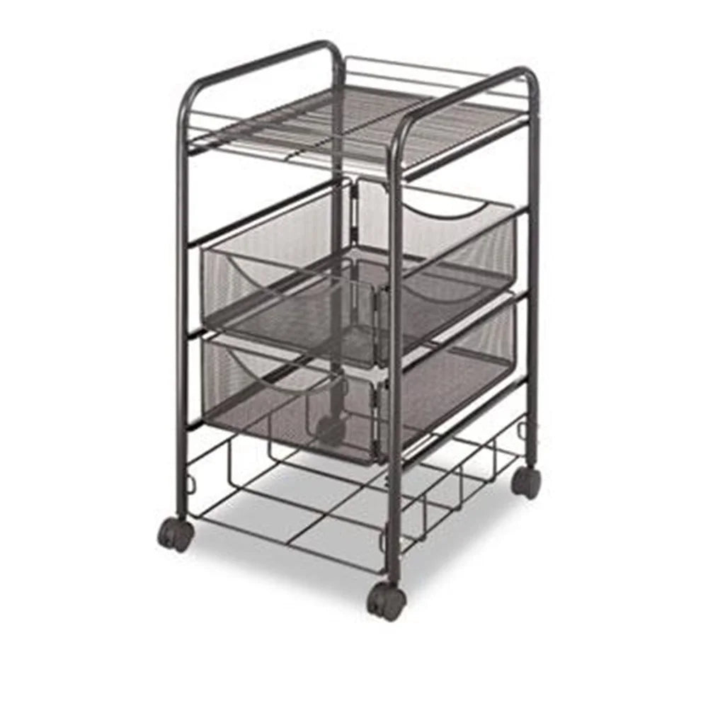 Onyx Double Mesh Mobile File Cart With 4 Steel Drawers