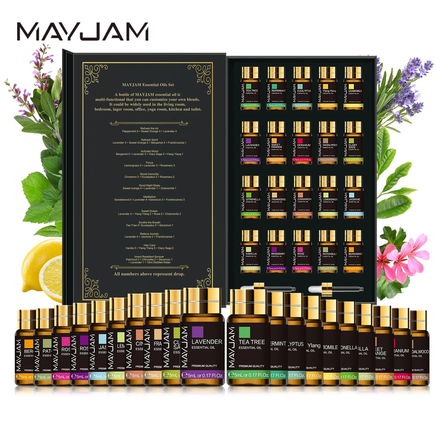MAYJAM 20 Bottles Essential Oils Kit Lavender Jasmine