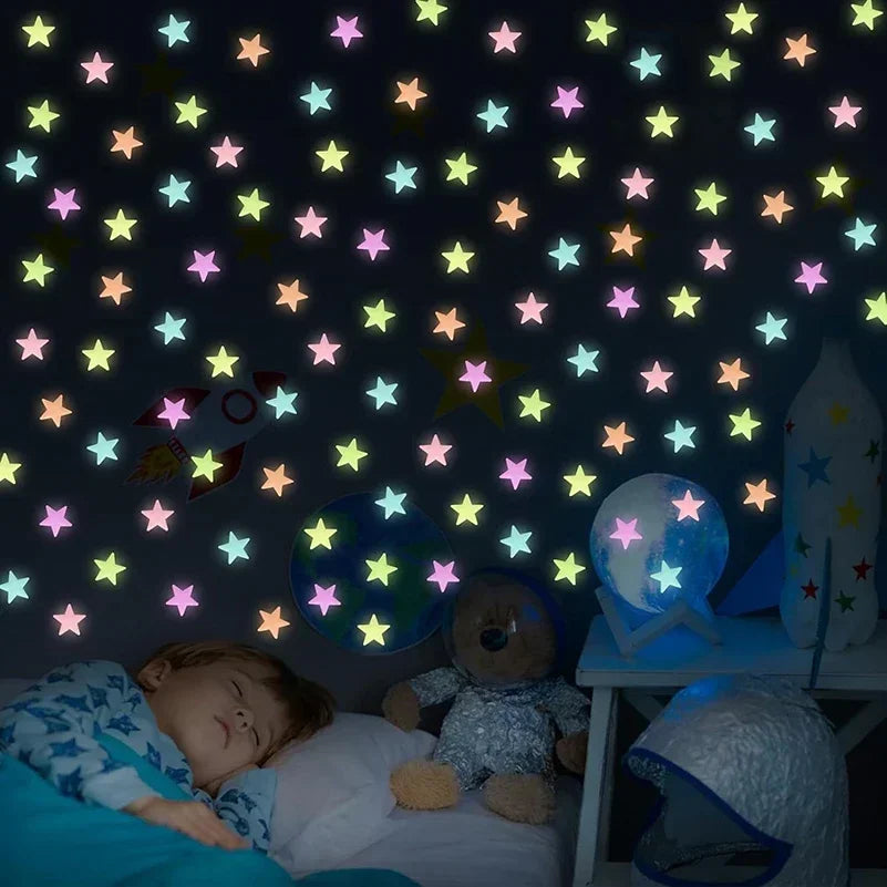 Glow In The Dark Star Wall Stickers Luminous 3D Decor