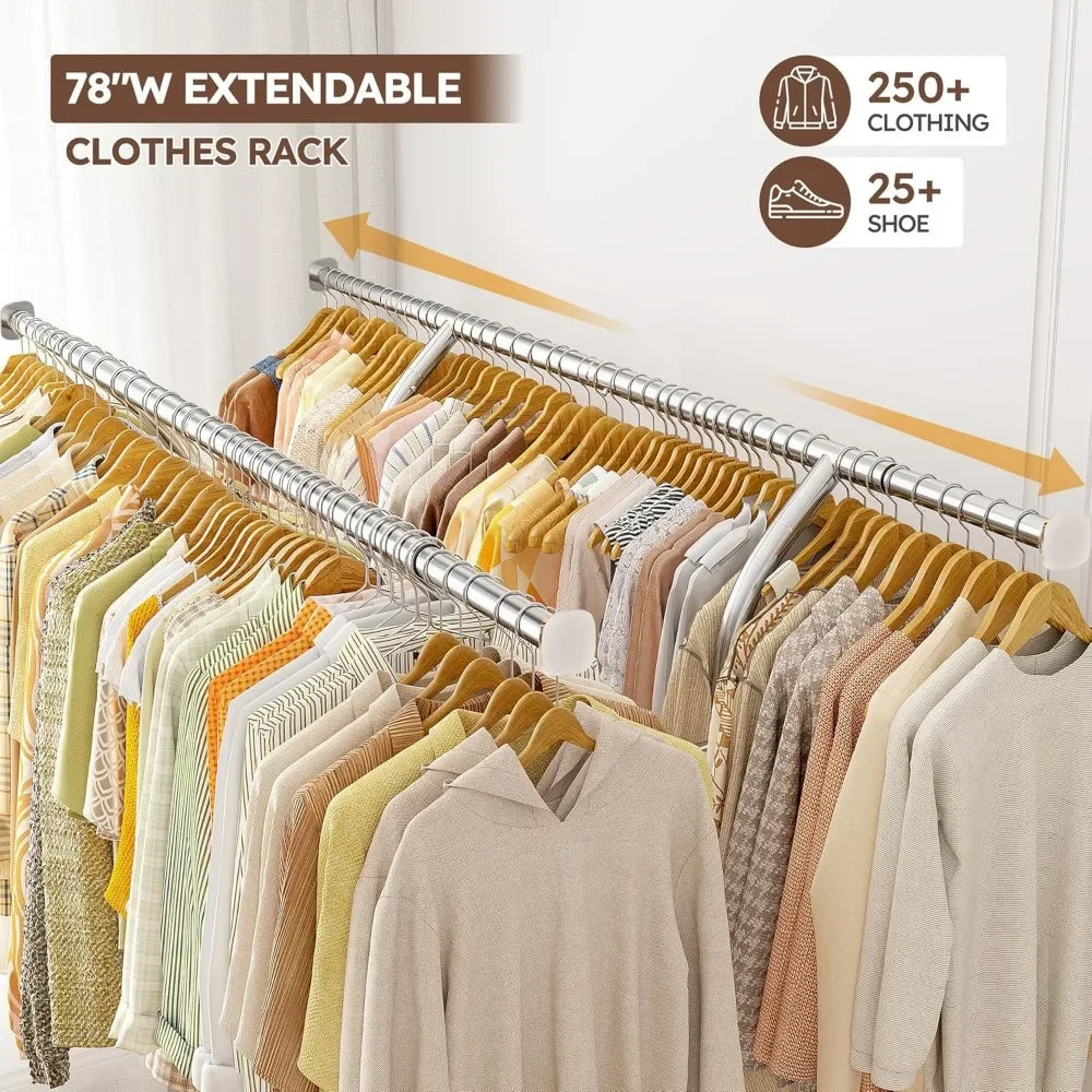 Guangbai Heavy Duty Clothes Rack Rolling With Shelves