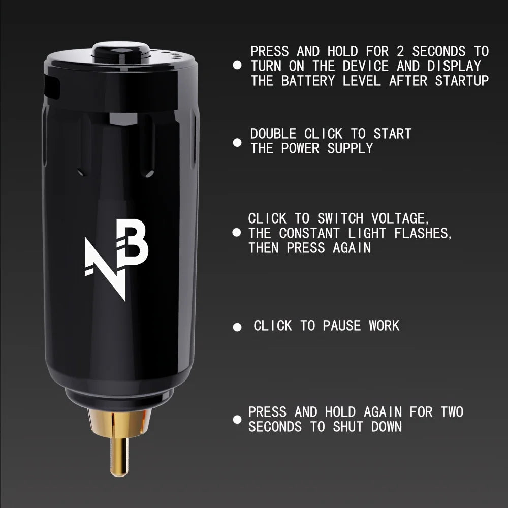 Gold Plume Wireless Tattoo Gun Kit With Power Supply