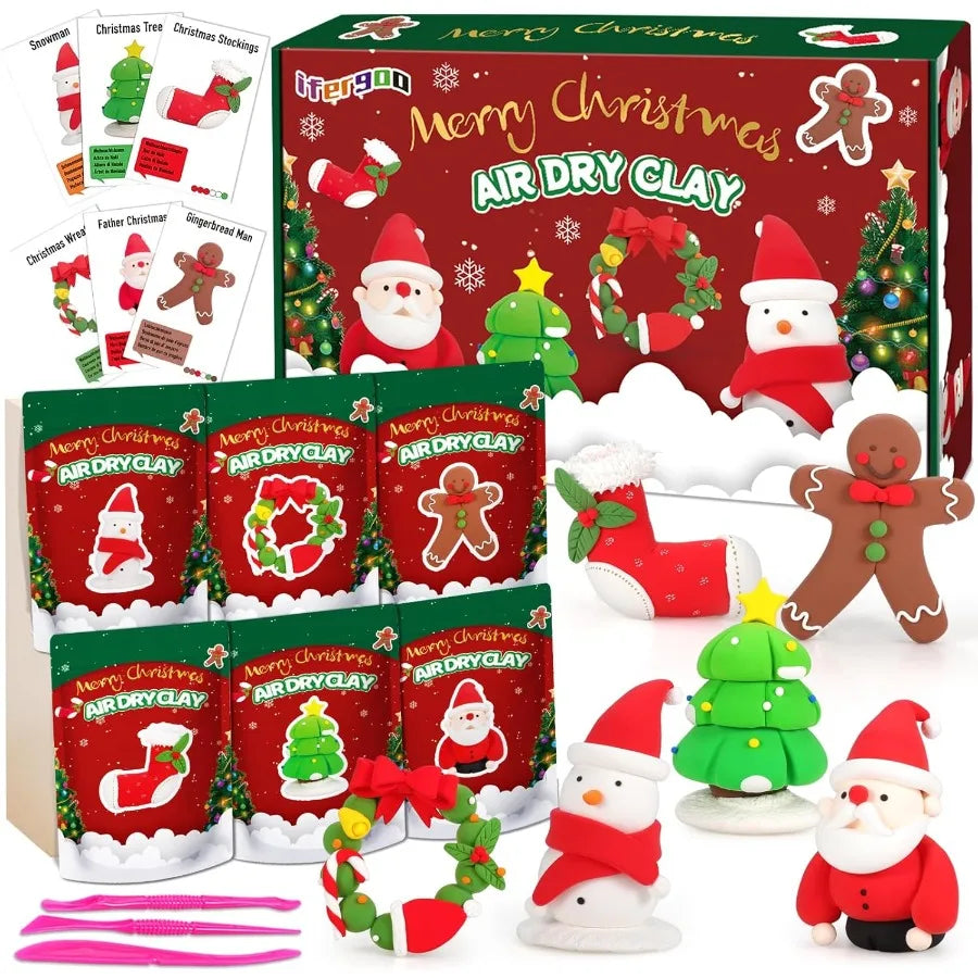 Air Dry Clay Christmas Kit Featuring 6 Festive Molding Tools