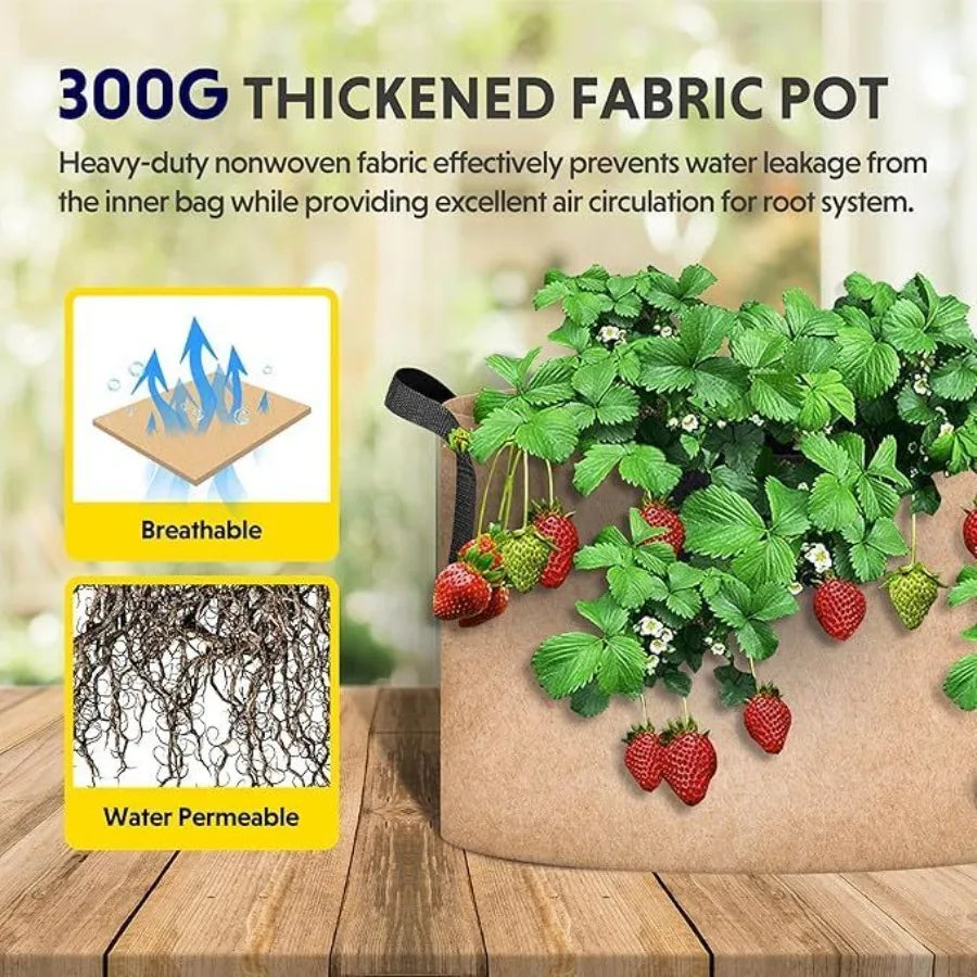 Heavy Duty Fabric Plant Grow Bags 6 Pack Nonwoven Containers
