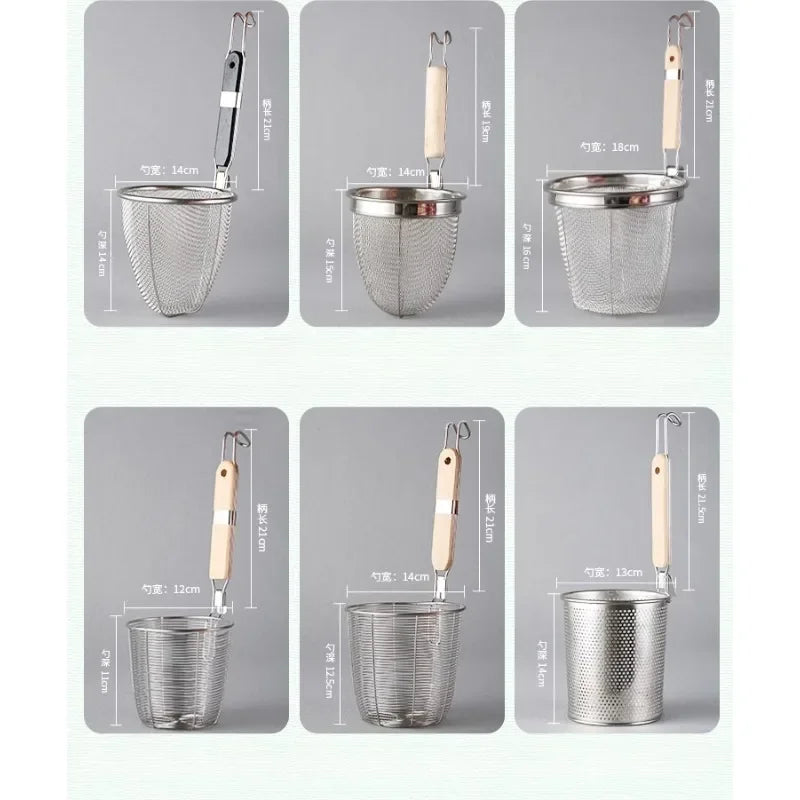 CZSAE Stainless Steel Colander With Wooden Handle Strainer