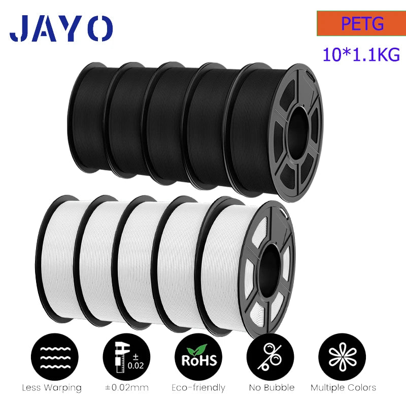 JAYO PLA Plus Filament 10 Rolls High Speed Matte 3D
