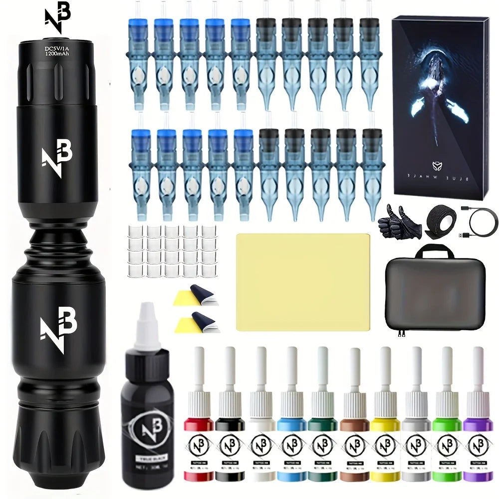 Gold Plume Wireless Tattoo Gun Kit With Power Supply