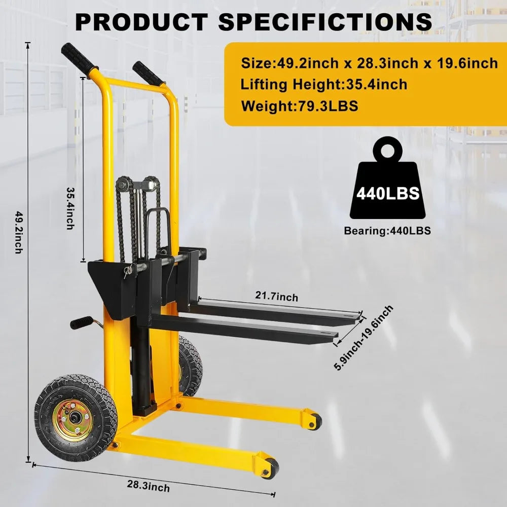 Lift Winch Stacker Pallet Truck Trolley Lift Table 440 Lbs