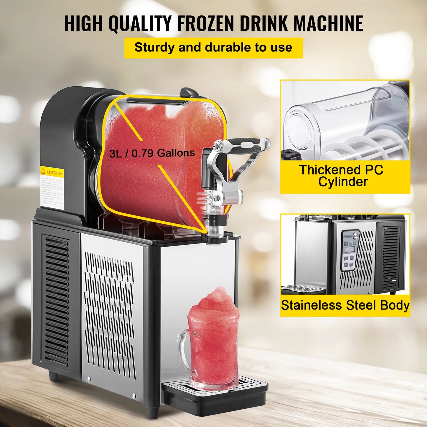 SucceBuy Slushie Machine Jar Frozen Drink Dispenser Cold