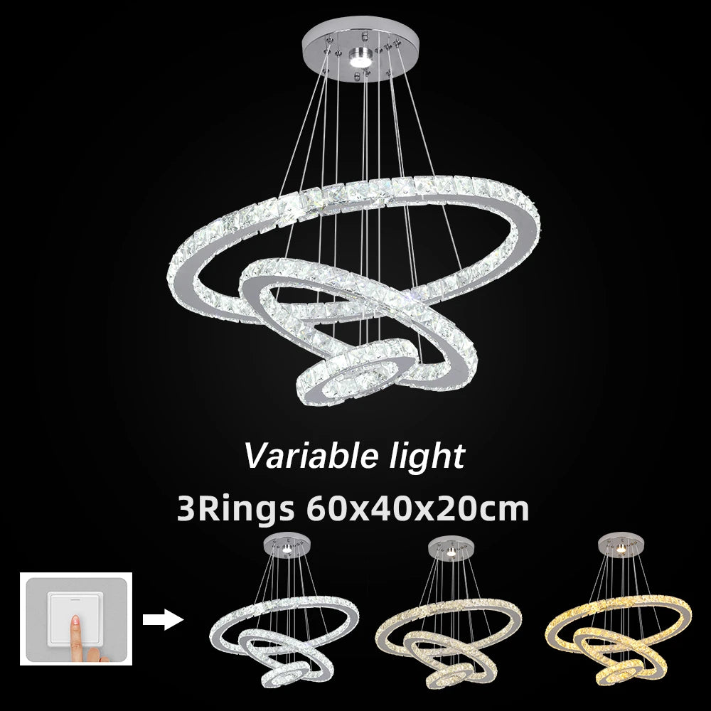 GreeLustr Crystal Chrome Led Pendant Light Fixture Classic