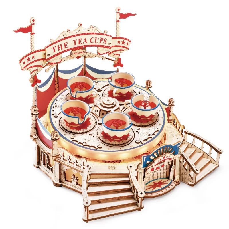 Robotime Tilt A Whirl Tea Cup Amusement Park 3D Puzzle