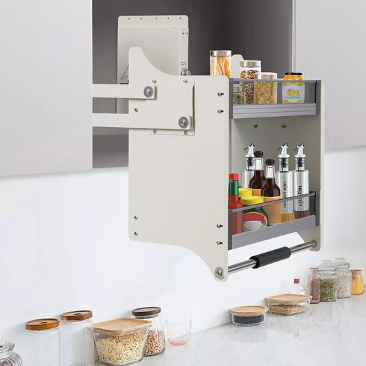 Two Tier Kitchen Pull Down Shelf Upper Cabinet Organizer