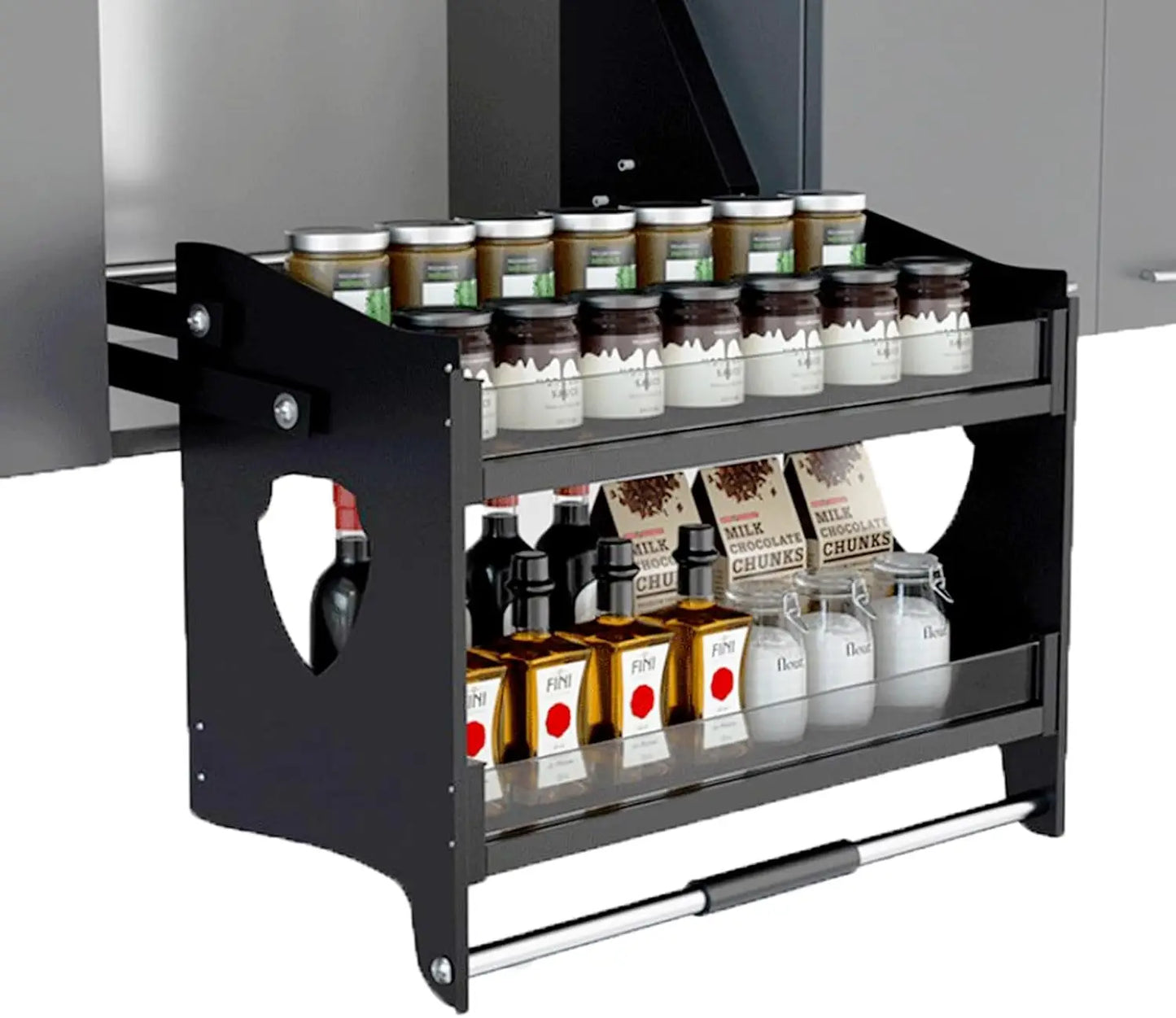 Pull Down Cabinet Organizer 2-Tier Heavy-Duty Shelf