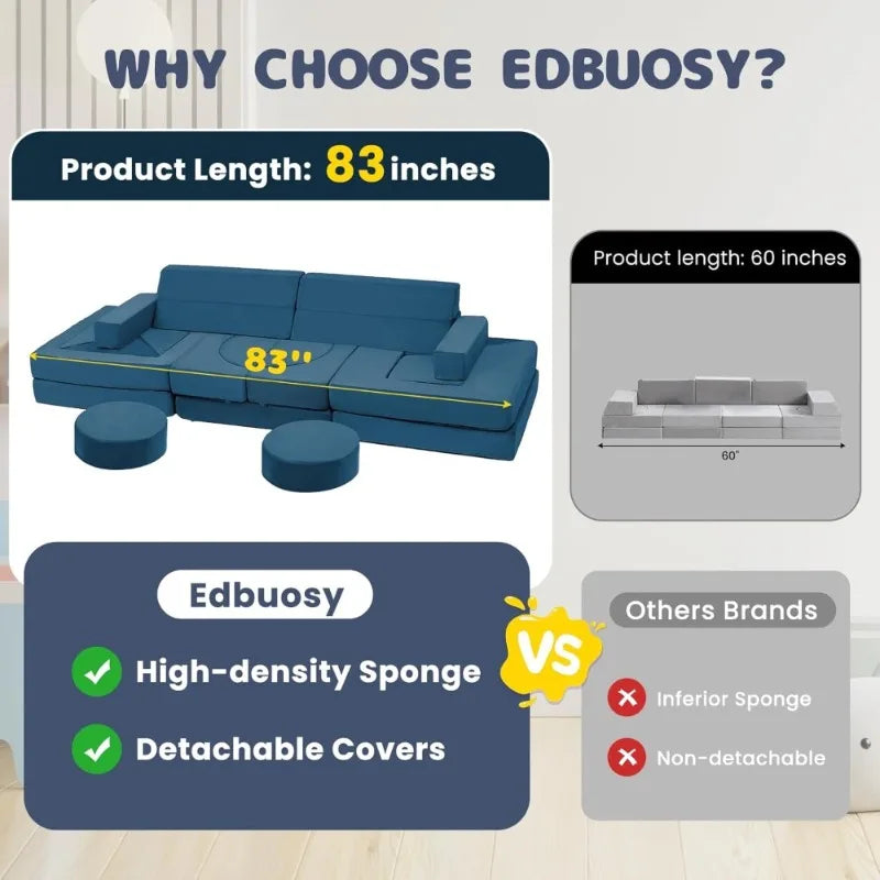 Combination Modular Kids Sofa Set Convertible Foam Couch