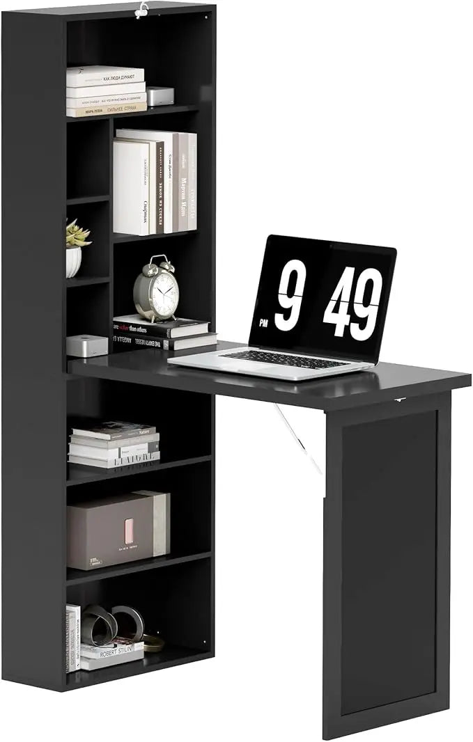 XMSJ Foldout Wall Mount Desk Cabinet With Blackboard