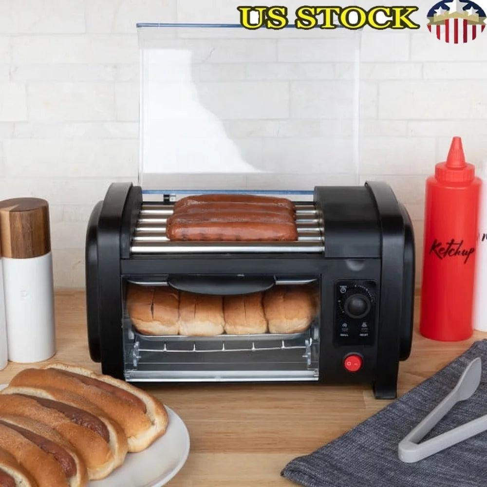 XMSJ Mini Hot Dog Roller With Bun Warmer Toaster Oven