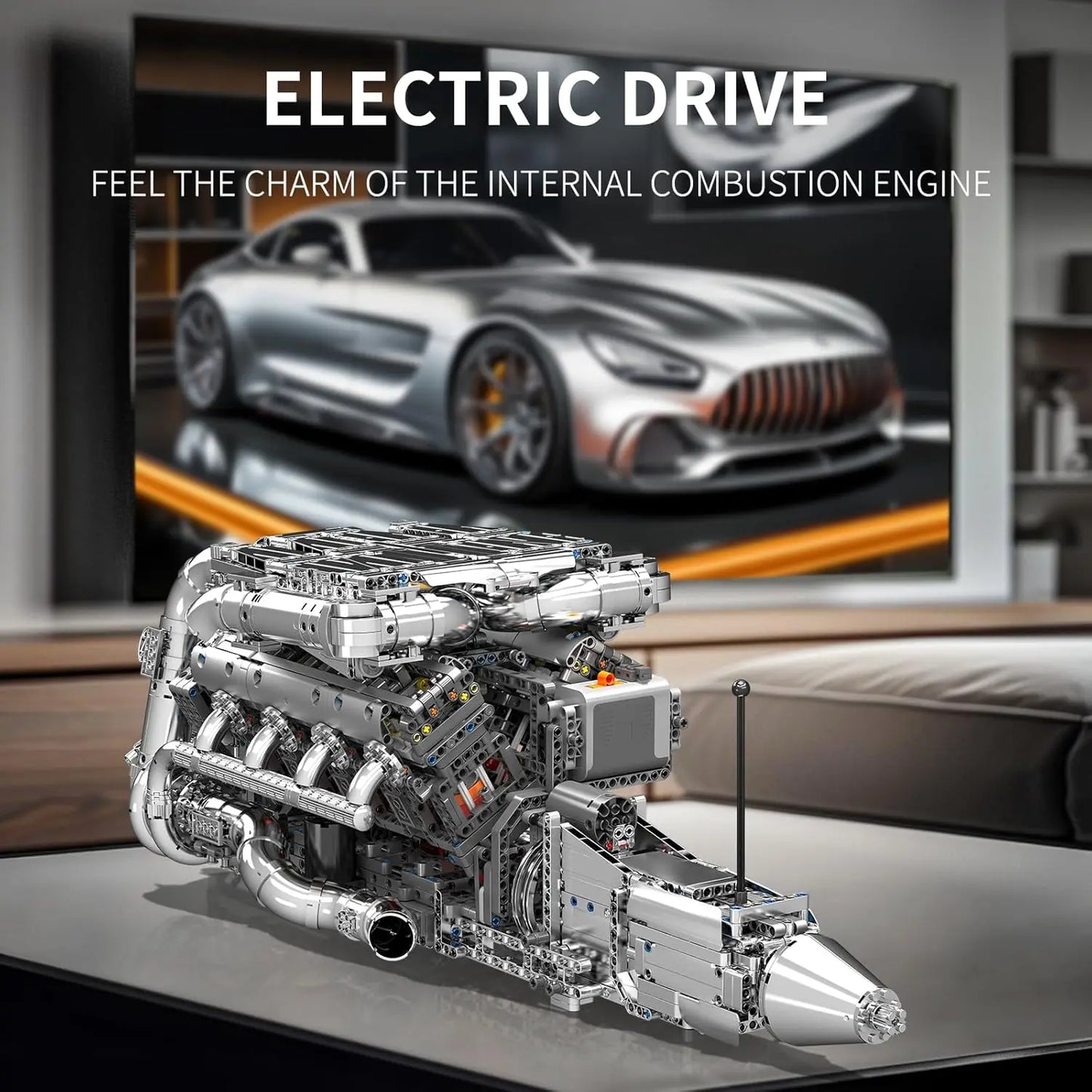 V8 Twin Turbo Engine Model Kit Building Block Set Pro