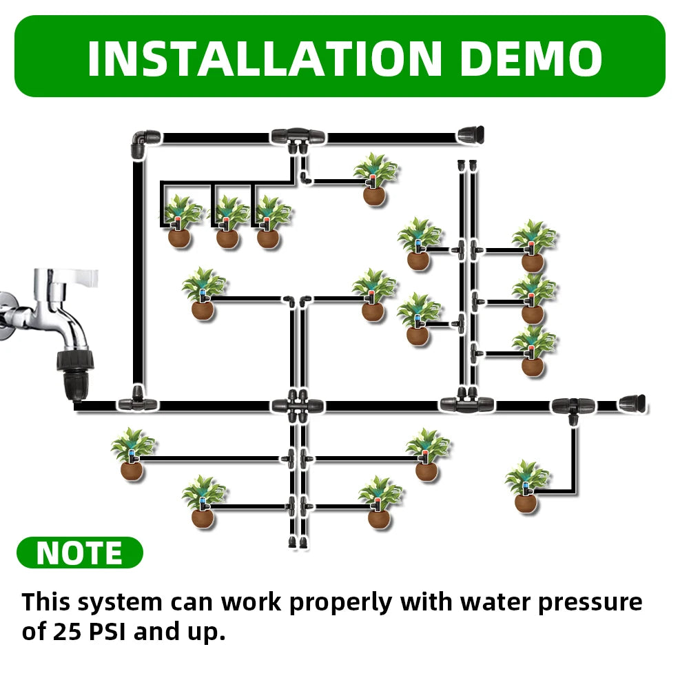Drip Irrigation Kit With Adjustable Drippers Locking