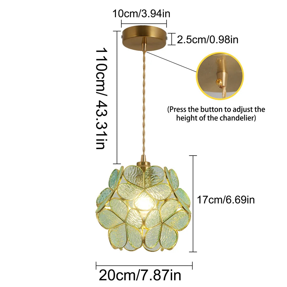 Vetrulus Flower Lantern Crystal Pendant Light Kitchen