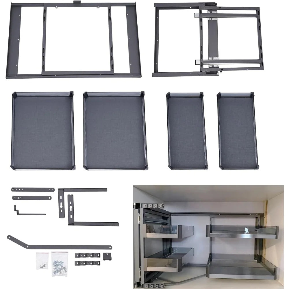 Bymaocar Blind Corner Cabinet Pull Out Organizer 2 Tier