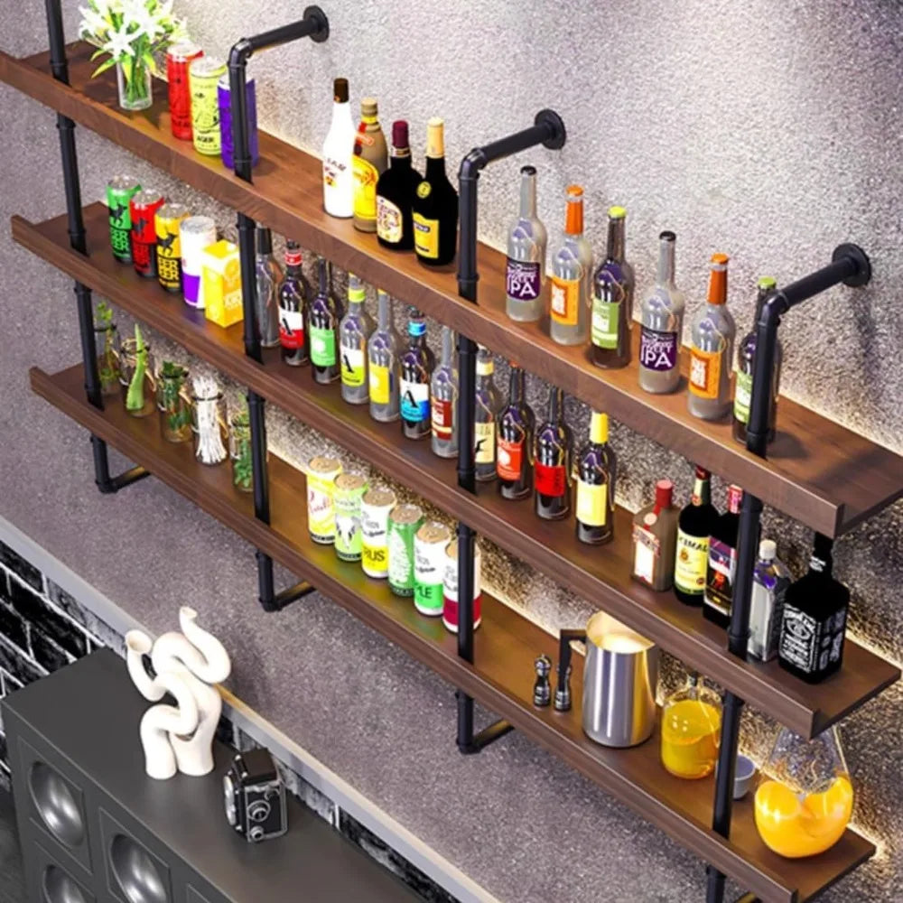 DAFIFY Wall Mount Wine Rack With LED Light And Glass Holder