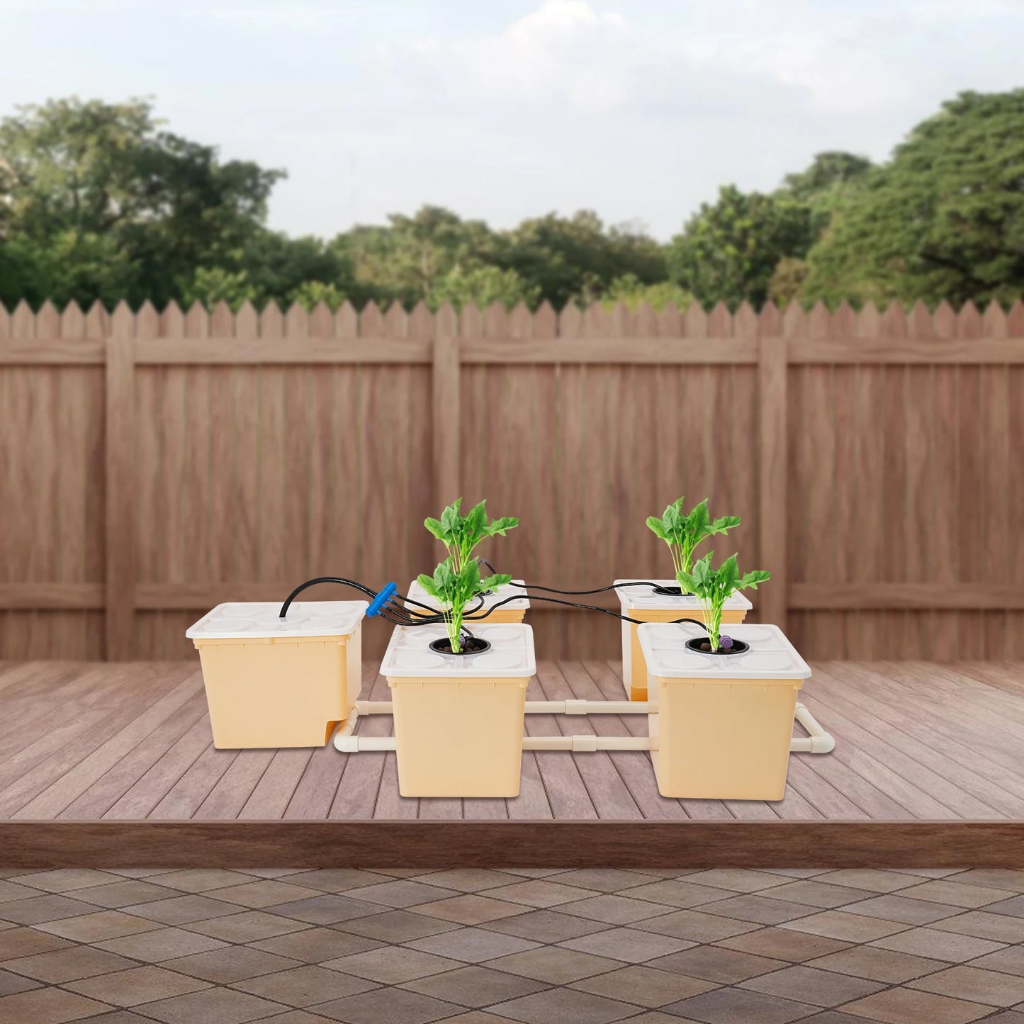 110V Submerged Pump With Buckets Lids Net Cups Pebbles