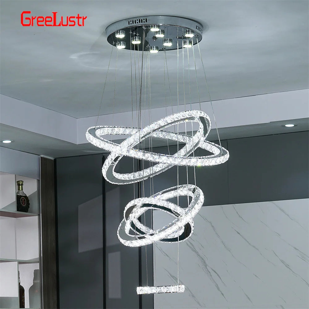 GreeLustr Crystal Chrome Led Pendant Light Fixture Classic