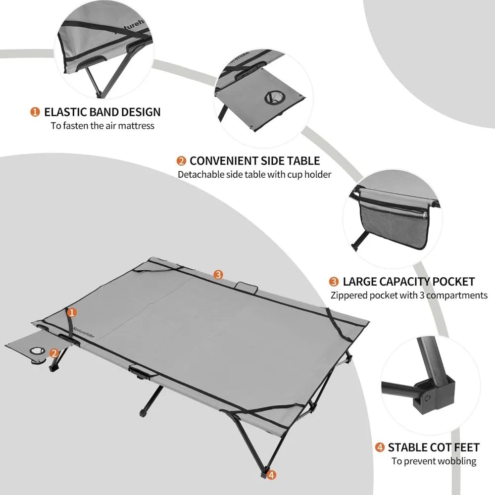 Camping Cot With Air Mattress And Side Table For Adults