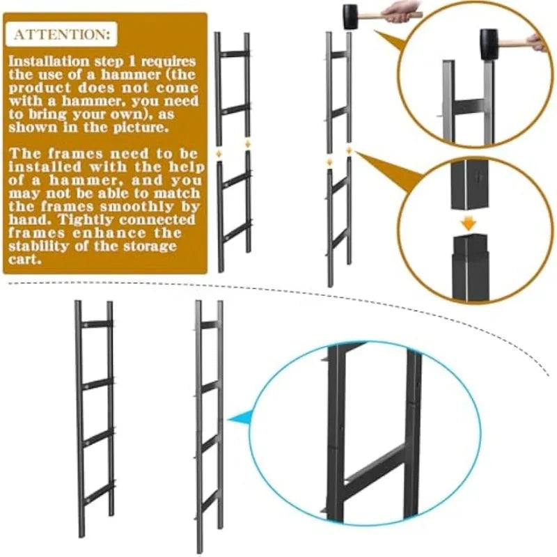 HUANHUI Five Tier Rolling Storage Cart With Wheels Mobile