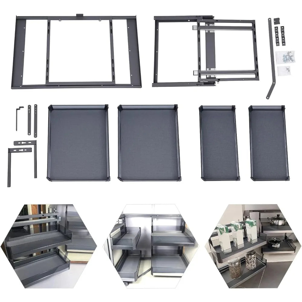 Bymaocar Blind Corner Cabinet Pull Out Organizer 2 Tier