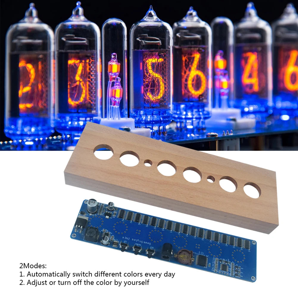 APWIKOGER IN14 Glow Tube Clock Kit Nixie Beech Wood Shell